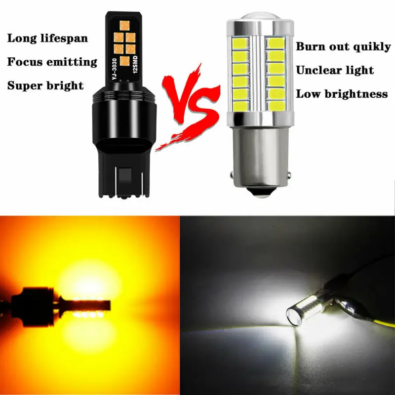4 шт. желтый 7443 3030 SMD Тормозной фонарь светильник/Парковка светодиодный светильник лампы 12 V-24 V прочные и практичные в Применение