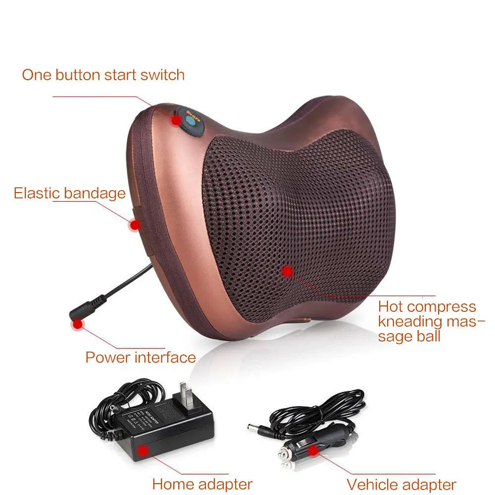 U-образная электрическая подушка для шиацу, подушка для спины, шеи, плеч, массажер для тела, спа, инфракрасная 4D разминающая Массажер для автомобиля, для домашнего использования в офисе