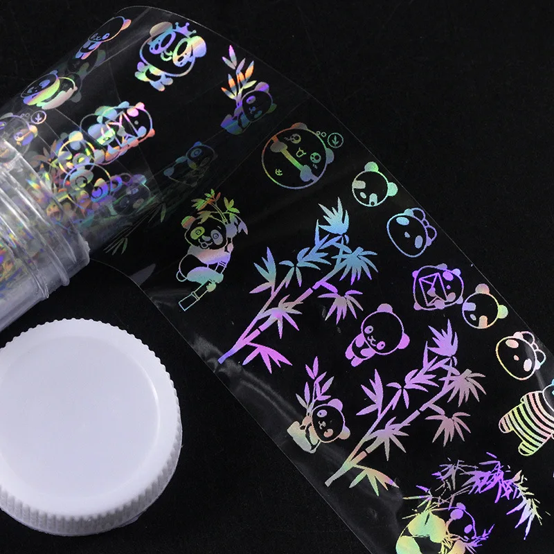 

NEW Holographic Nail Foil Flame Dandelion Panda Bamboo Nail Sticker Adhesive Manicure Tips Water Slide Nail Art Decals Nail Art