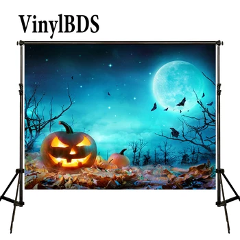 

VinylBDS 5x7ft Halloween Backdrops Night Forest Backdrop Twinkle Little Star Photo Pumpkin Backdrops Kids Photo for Studio