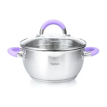 

FISSMAN 24cm 304 Stainless Steel ANNETTE Series Casserole with Glass Lid Two Side Handle Stockpot Induction Bottom Cooker