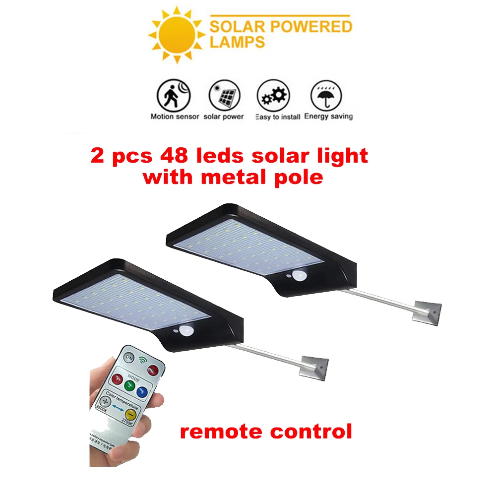 

2/4pcs Outdoor Street Waterproof Wall Lights 48 LED Solar Power Street Light PIR Motion Sensor Light Garden Security Lamp securi