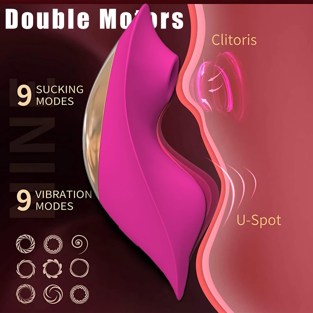 Wearable Sucking Vibrator 9 Mode Remote Control Sucker Vibrator Vagina Clitoris Stimulator Double motor Oral Sex Toys for Women