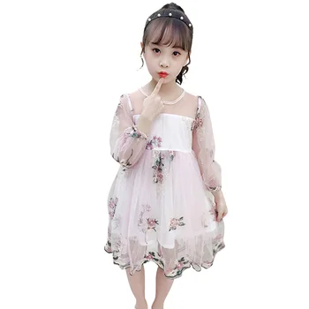 

Girl Dresses Flower Embroidery Girls Princess Dress Kids Casual Mesh Dress Girls Summer Teenage Kids Clothes Girls 6 8 10 12 14