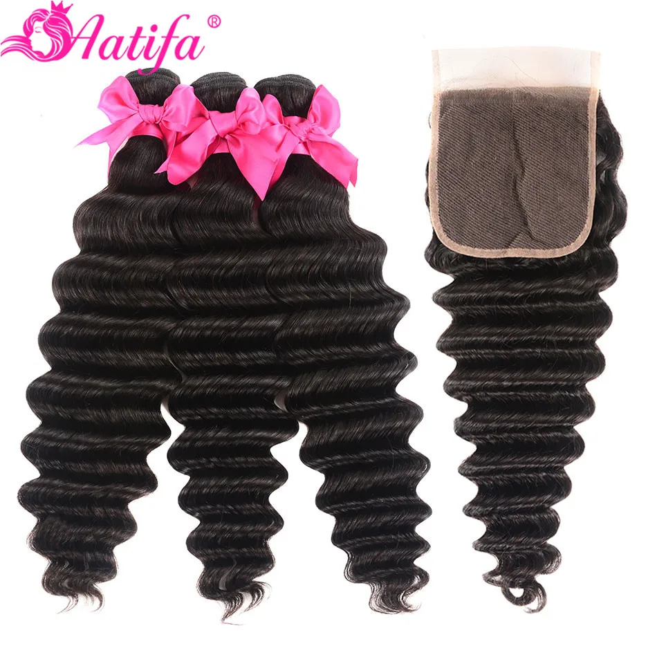 

Malaysian Loose Deep Wave Bundles With Closure 100% Human Hair 3 Bundles With Closure Remy Hair Bundles With Closure Aatifa Hair