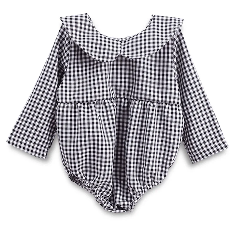 Питер Пэн воротник плед Newbon Onesie детская одежда для девочки клетчатый принт с длинным рукавом младенческой малышки комбинезон осень наряды