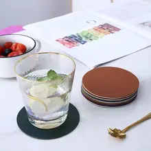 

Smooth Surface 4Pcs Useful Faux Leather Table Coaster Round for Dinner Bar