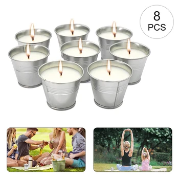 

8Pcs/Set Soy Wax Lemon Grass Oil Outdoor Mosquito Repellent Aromatherapy Round Floating Candle Box Home Party Decor Tea Lights