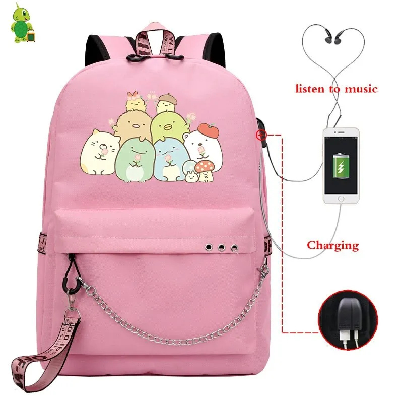 Mochila Sumikko, рюкзак, милые школьные сумки для девочек-подростков, Usb зарядка, рюкзак для ноутбука, женские рюкзаки, корейский рюкзак для путешествий - Цвет: 16