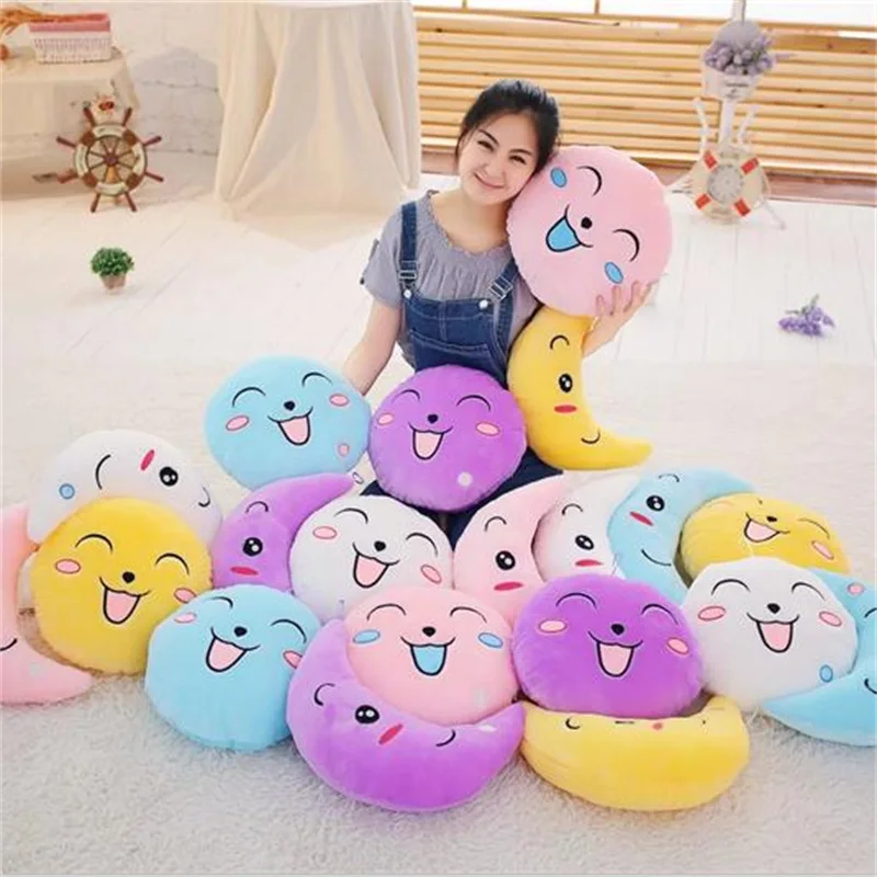 Creative Cute Circle Smiley Colorful Shining Night Light Pillow Cushion Plush Toys Holiday Gift