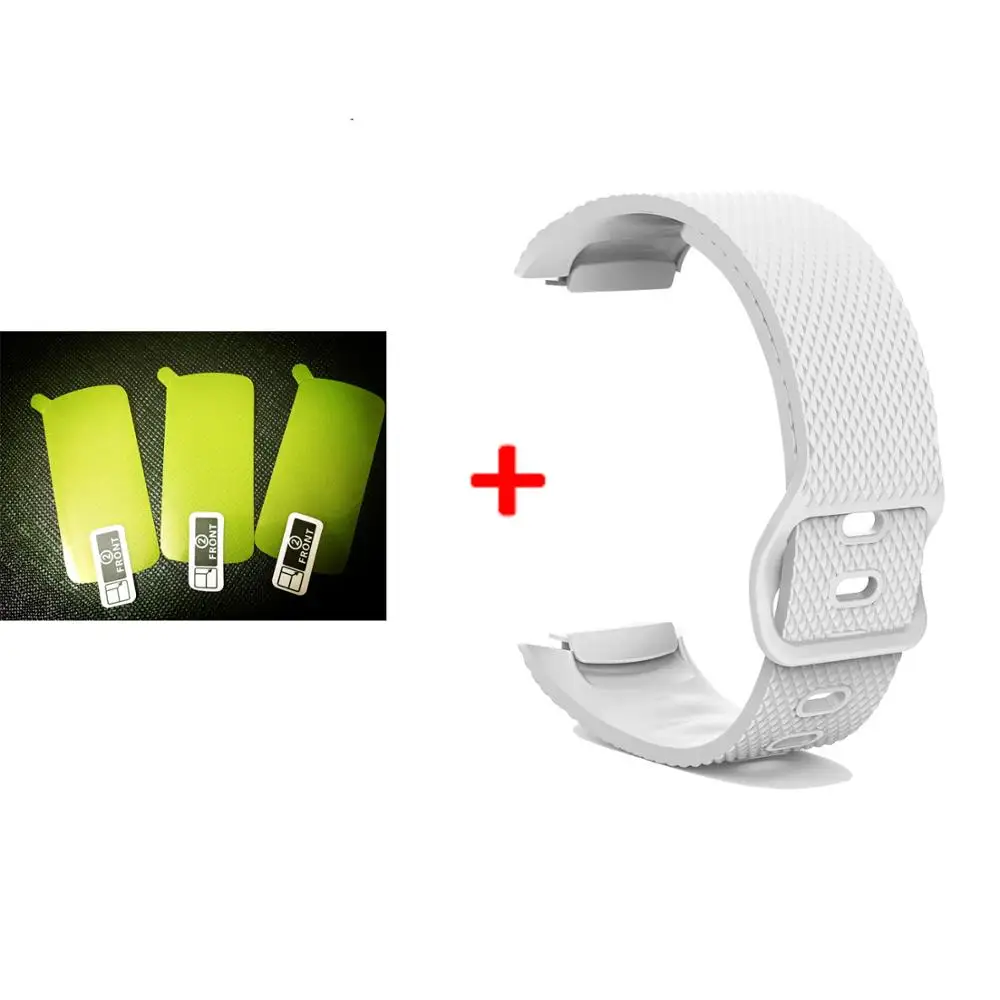 White 2в1 наручный ремешок для samsung gear Fit 2 Pro ремешок для часов Силиконовый ремешок для samsung gear Fit2 ремешок для часов Fit2 Pro пленка для экрана - Цвет: White