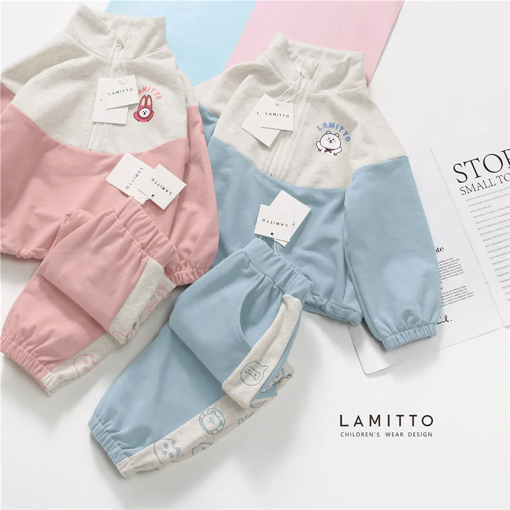 Корейский спортивный костюм; пуловер с длинными рукавами; одежда для маленьких девочек; спортивная футболка и штаны; комплект из 2 предметов; детская одежда; костюм; спортивные костюмы
