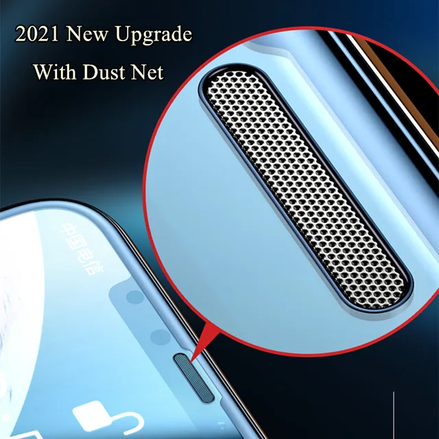 2021 New Alloy Dust Net Glass For iphone 12 11 Pro X XS MAX XR Tempered Glass on iPhone 12 Pro 11 12 mini Screen Protector Film 2