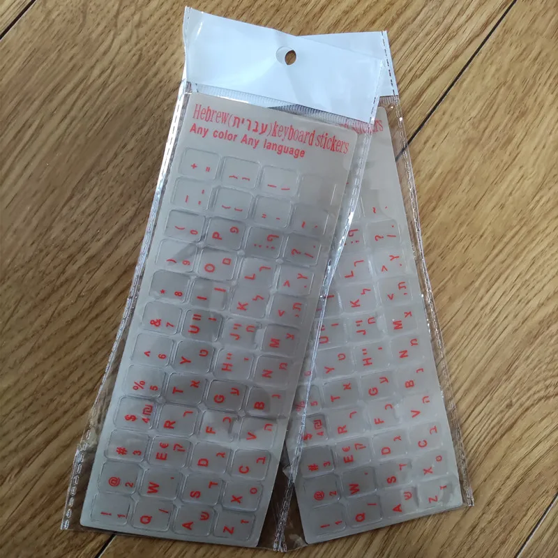 500PCS 에코 환경 플라스틱 흰색 히브리어 노트북/데스크탑 컴퓨터 키보드 문자 키보드 스티커 투명 배경에