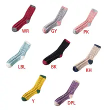 Женские зимние носки-тапочки контрастного цвета, теплые коралловые бархатные носки