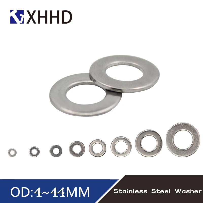 50Pcs 304 Stainless Steel Flat Machine Washer Plain Washer Gaskets M1.6-M14 **