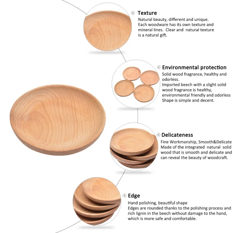 Натуральная деревянная тарелка для закусок, круглая Квадратная тарелка для торта, фруктов, посуды, комнаты, десерта, поднос, деревянная доска для суши вечерние столовые приборы