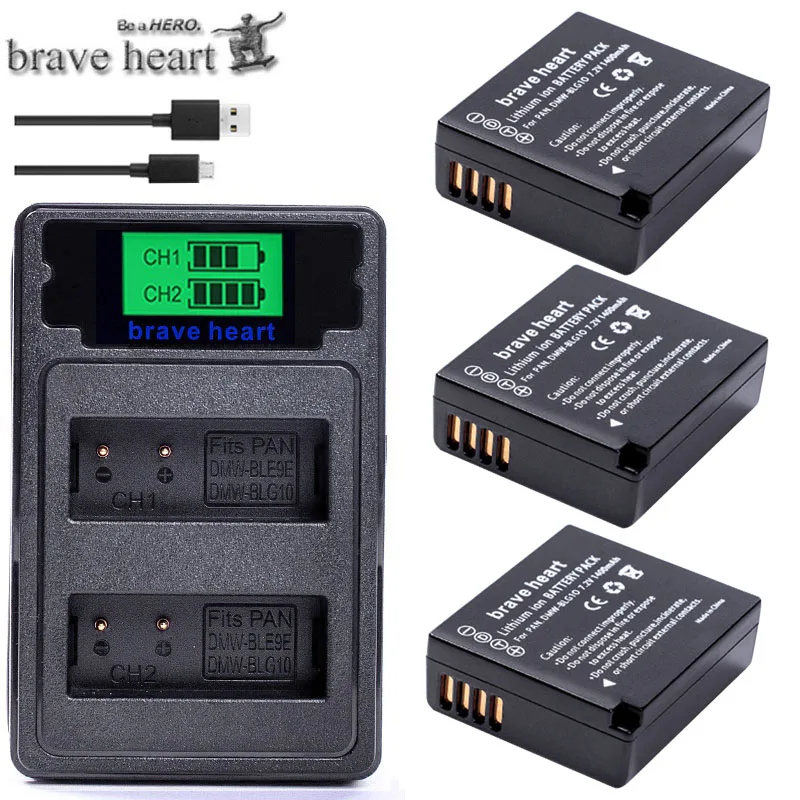 DMW-BLG10 ДМВ BLG10 BLE9E BLE9 DMW-BLE9 BPDC15 Батарея+ ЖК-дисплей Dual USB Зарядное устройство для цифрового фотоаппарата Panasonic LUMIX GF5 GF6 GX7 LX100 GX80 GX85 - Цвет: charger and 3battery