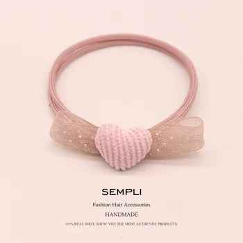 

Sempli High Elasticity Lace Elastic Hair Bands Heart Women Love Heart Hair Band Kid Children Rubber Band Hair Accessories Hot
