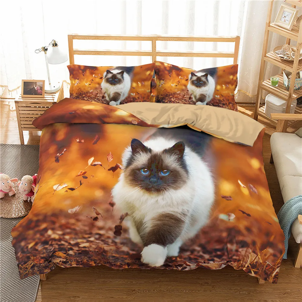 

3D Cute Pet Cat Bedding Set 2/3Pcs Duvet Cover Set Bedding Set King Size Single/Double/Twin/Full/Queen/King Size
