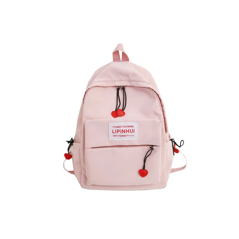 Женская сумка для школьников, рюкзак в Корейском стиле, персиковый рюкзак на молнии с сердцем, напрямую от производителя Se