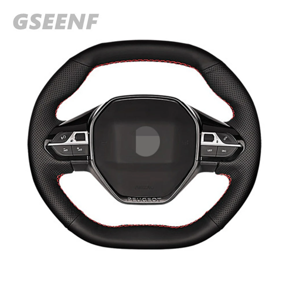 Чехол рулевого колеса автомобиля для Peugeot 3008 4008 5008 2016-2019 508 208 2019 2020 e-208 черный DIY из