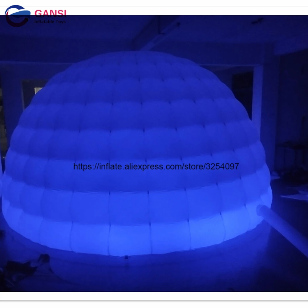 Free shipping door to door white inflatable igloo tent with LED lighting ,customized led inflatable dome tent for party