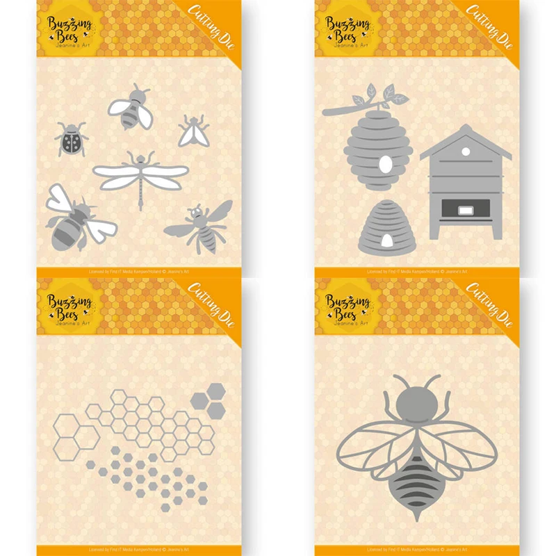 Manualidad de cerdito-troqueles de corte de metal, plantilla de corte de abeja, panal de abeja, molde artesanal para corte de papel, plantillas para perforar con cuchillas