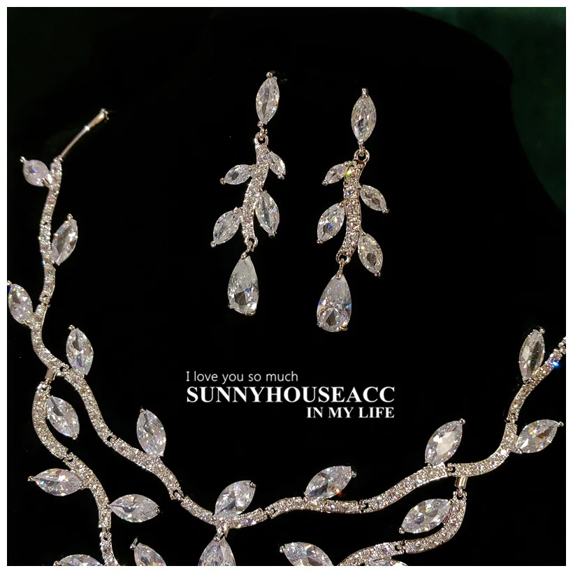 Fine Jewelry Sets For Women S925 Sterling Necklace Top Quality Floral Design Earrings Shinning Party Wedding Accessories Set - 4