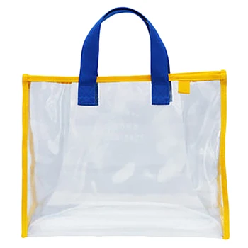 

Transparent Jelly Beach Bag Ladies Handbag Large Capacity Shoulder Bag Swimsuit Collection Bag Portable Waterproof Handbag Blue