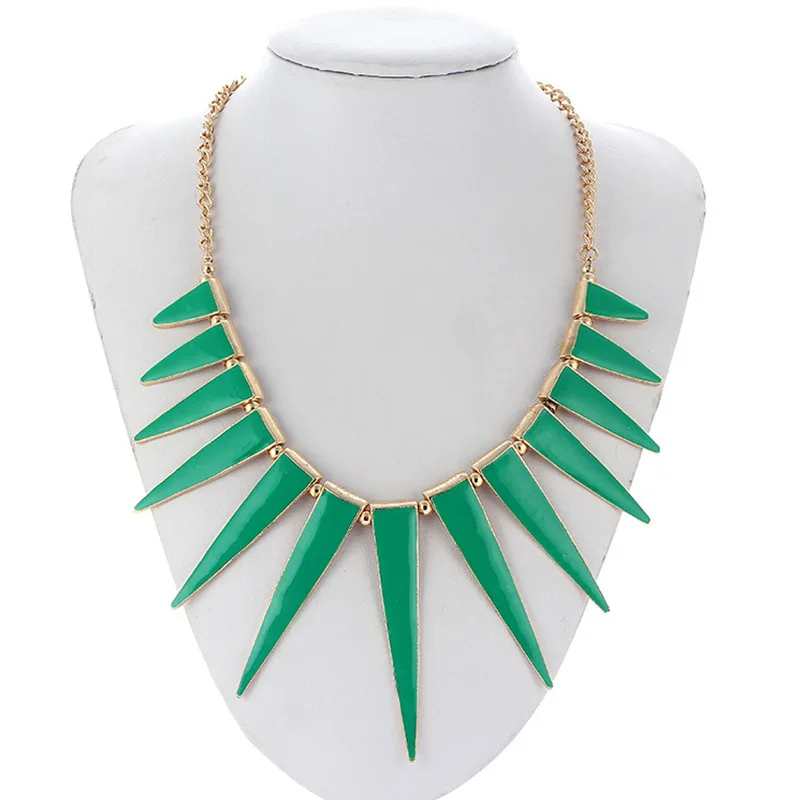 

Essabesa Europe And America Hawaii Neck Ring Creative Green Triangle Necklace Women's Oil Drop Alloy Necklace Sweater Chain