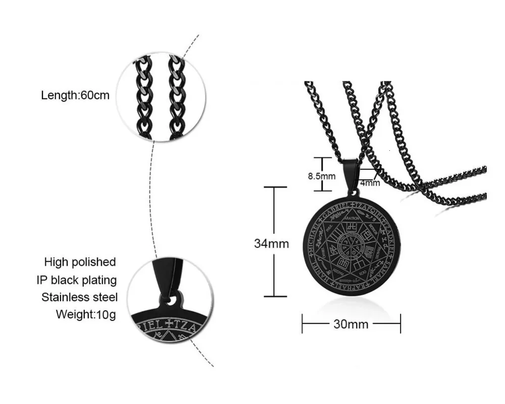 Seven Archangels Seal Talisman Angel Jewelry Волшебная оккультная Подвеска Ожерелье Габриэль Zadkiel Samael Raphael нержавеющая сталь