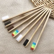 10 шт./компл. экологичный Бамбук Зубная щетка из древесного угля для здоровья полости рта низкоуглеродистой средней мягкости щетины радужной деревянной ручкой зубная щетка