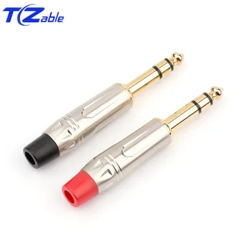 

Wholesale 1/4" Jack 3 Poles 6.35 mm Plug 6.5mm Stereo Speaker Plug 6.35mm Connectors For Microphone Mixer For TRS Guitar Cable