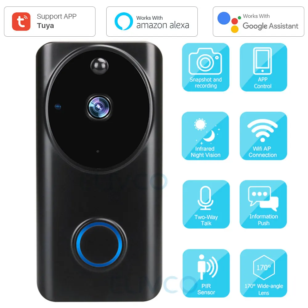Видеодомофон Tuya 1080P Wi Fi умный дверной звонок IP камера монитор домашней