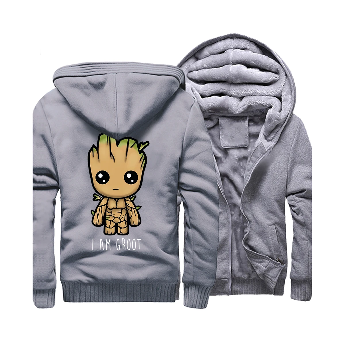 Guardians of the Galaxy Movie Men Hoodies I Am Groot New Winter Fleece Jacket Harajuku Zipper Hot Sale Casual Cotton Sweatshirt - Цвет: Gray 5