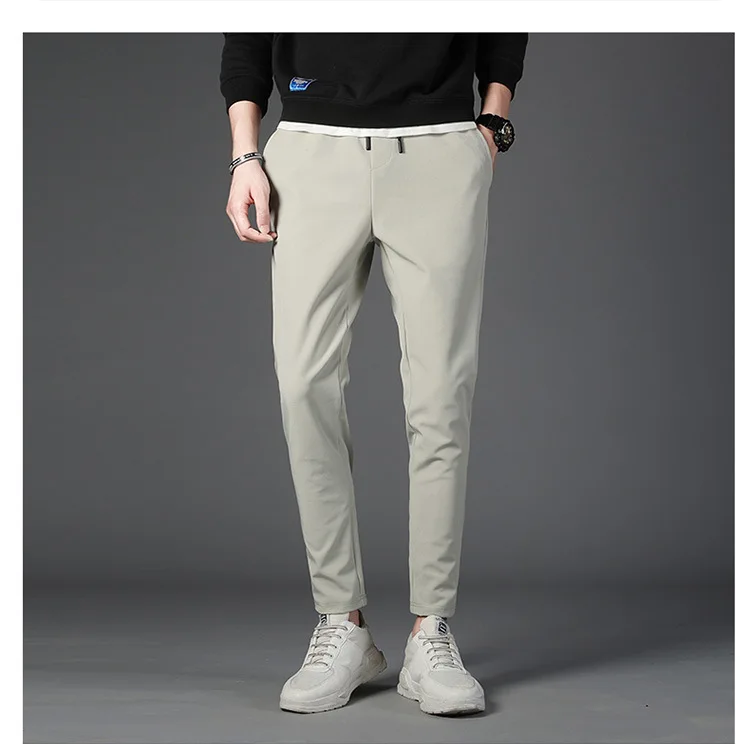 Осень стиль мужские повседневные брюки корейский стиль Slim Fit стильные универсальные спортивные брюки сплошной цвет молодежная мода мужская одежда