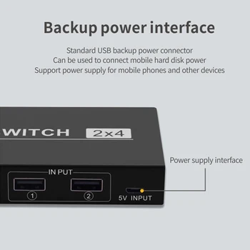 

For Printer Hub USB Switcher Universal 2 In 4 Out Computer Sharing Hard Drives Keyboard Mouse Box High Speed Laptop Scanner 2.0