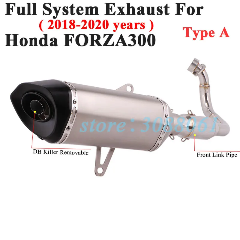 Полная система мотоцикла Akrapovic выхлопная труба для Honda FORZA 300 forza300 модифицированный карбоновый глушитель DB Killer Передняя средняя Соединительная труба - Цвет: Type A