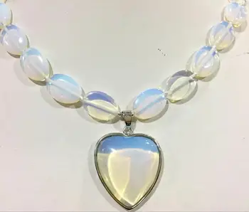 

white opal13x18mm & Heart-shaped 30x30mm necklace pendants18''