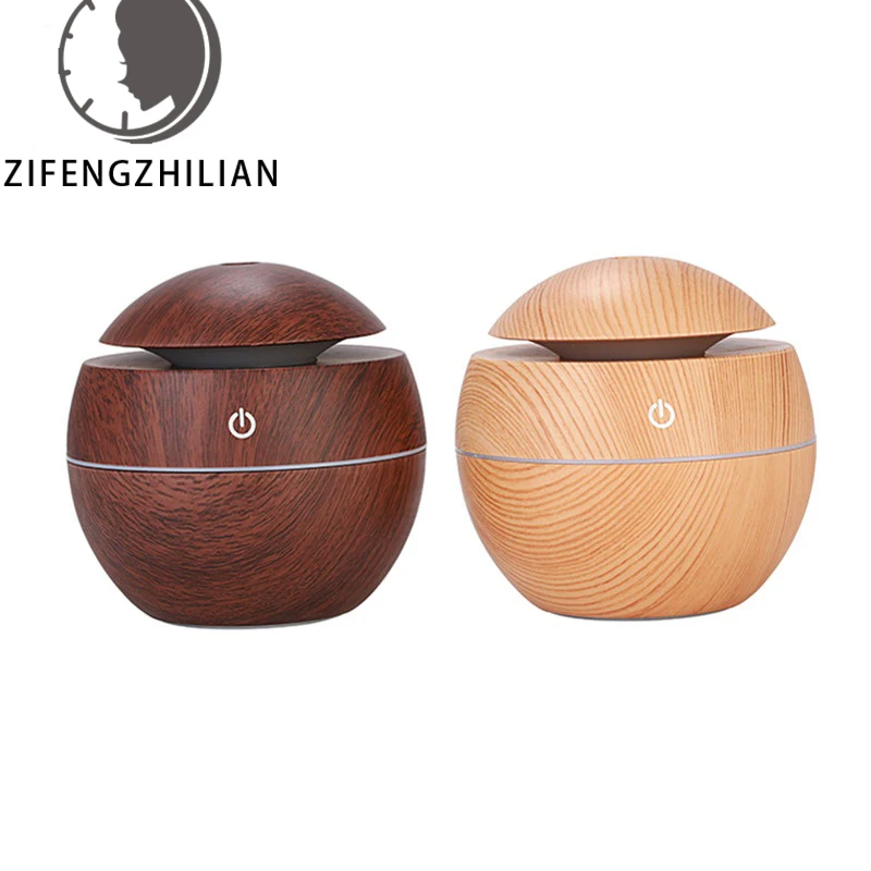 

130ml USB Small Mushroom Wood Aromatherapy Humidifier Air Humidifier colorful LED light Household Office Supplies