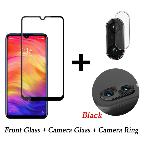 3-IN-1 Black Ring 3-в-1 для спортивной камеры Xiao mi Red mi Примечание 7 закаленное Стекло Экран протектор на Red mi Note 7 Камера защитный Стекло Red mi Note 7 Note7 Redmy - Цвет: 3-IN-1 Black Ring