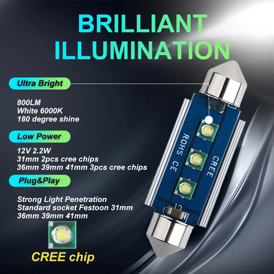 2pcs ���� Ĩ Canbus C5W C10W Led ���� 31mm 36mm 39mm 41mm �ڵ��� �� �� ���׸��� �� ���� ���� 6000K ������ ���