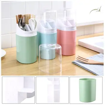 

1pcs Plastic Wall-mounted Drain Chopsticks Storage Multifunctional Box Tableware Holder Box Storage Dust-proof Chopstick Ki N1S4