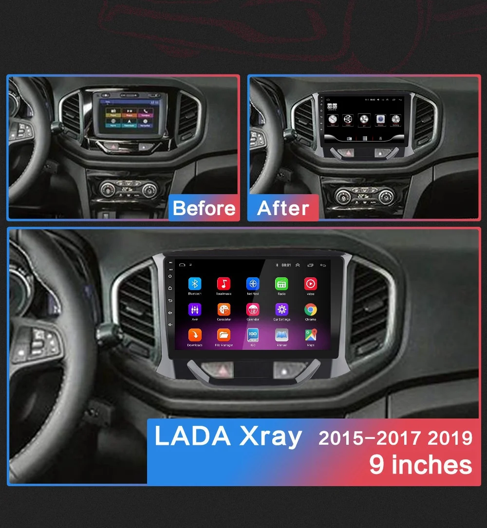 2G+ 32G " 2din Android 8,1 GO автомобильный DVD плеер для LADA X-Ray автомобиль радио gps навигации WI-FI DPS плеер