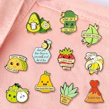 Creative Trendy Cartoon Avocado Fruit Oil Drop Lapel Brooch Badge  Pin Denim Bag Gift Men Women Fashion Jewelry Cloth Decoration