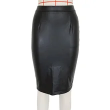 Женская юбка-карандаш из искусственной кожи, винно-красная черная искусственная кожа, облегающая юбка, Офисная Женская Облегающая Юбка До Колена, миди юбка куртка, Femme