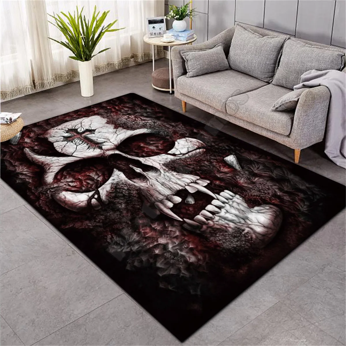 

Skull 3D Printed Carpet Mat for Living Room Doormat Flannel Print Bedroom Non-slip Floor Rug 02