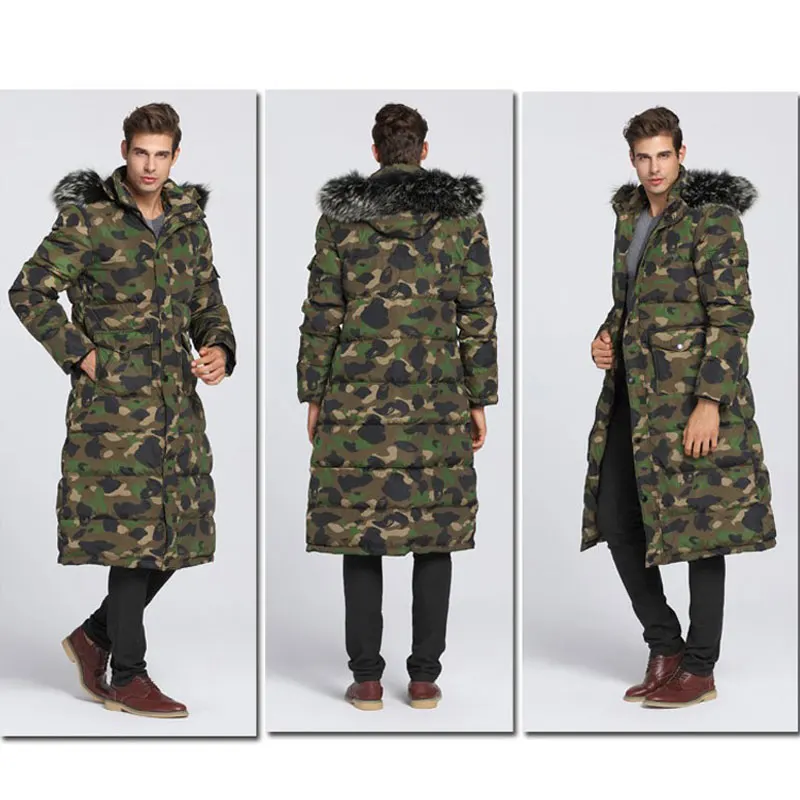 Long manteau de Camouflage à col en fourrure pour homme, Parka d'hiver en  duvet, vêtement à capuche, coupe-vent militaire, pardessus chaud  d'extérieur - AliExpress