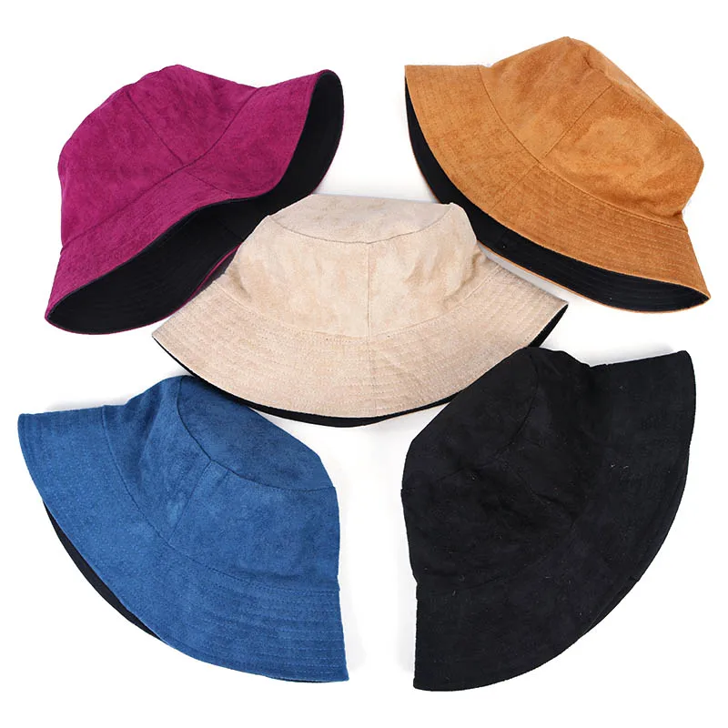 Зима Gorro; теплый pescador chapeau нечеткая Корейская Панама женская Рыбацкая шапка рыбацкие шапки женские черные красные желтые